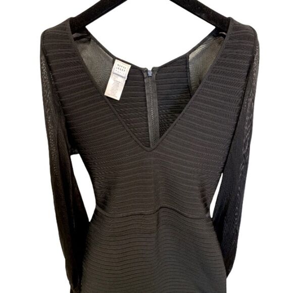 HERVE LEGER PARIS Bandage Mesh Cut-Out Long Sleeve Dress SMALL - Picture 2 of 14